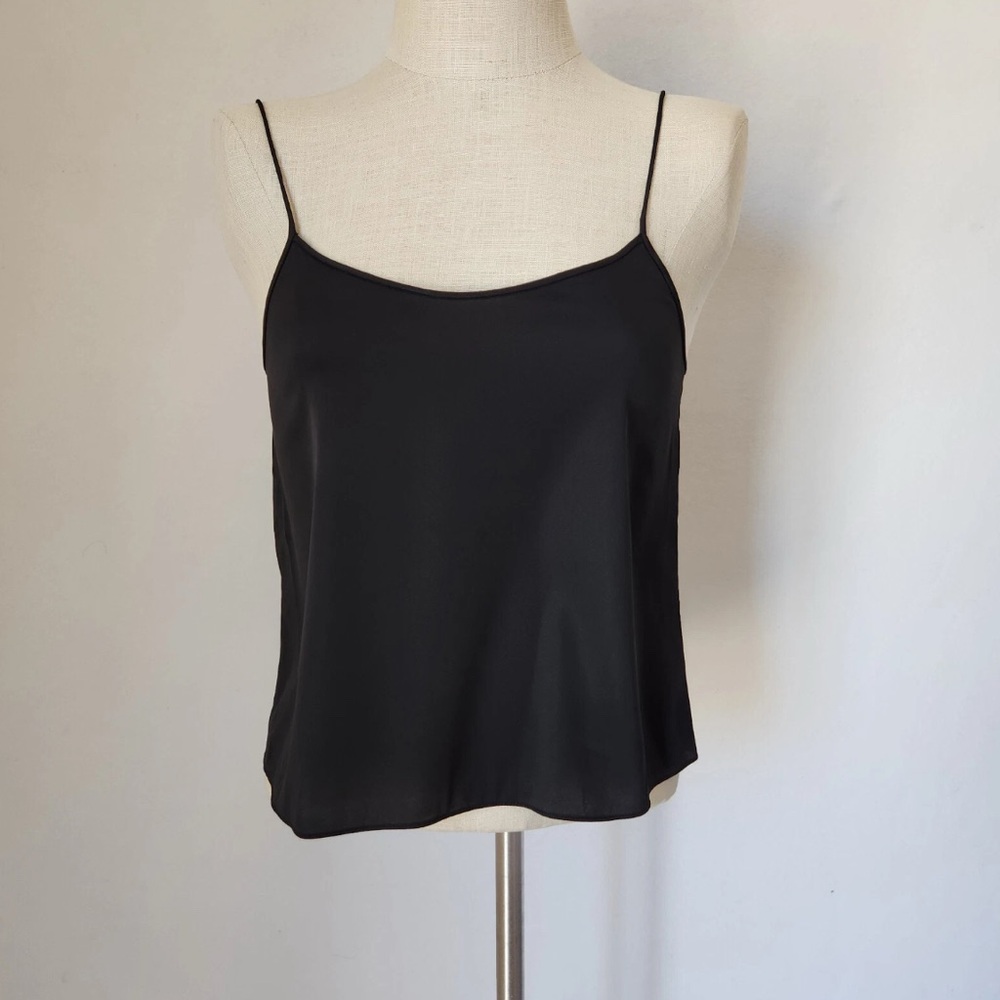Diane Von Furstenberg Satin Camisole Tank Top Spaghetti Strap Black Women's 8